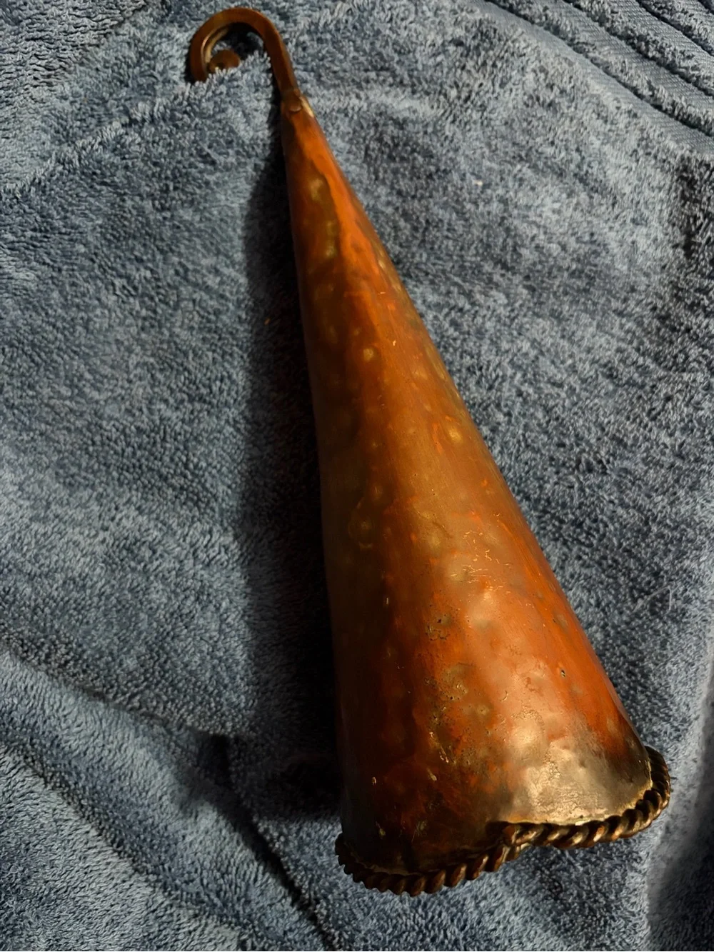Hand-Hammered Copper Wall Cone Planter - Rustic Copper Finish
